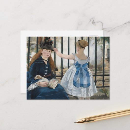 Die Eisenbahn von Eduard Manet, Kunst Postkarte (Vorderseite/Rückseite Beispiel)
