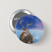 Die elaphische Rote Hirsche und die Winterlandscha Button (Vorne & Hinten)