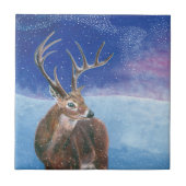 Die elaphische Rote Hirsche und die Winterlandscha Fliese (Vorderseite)