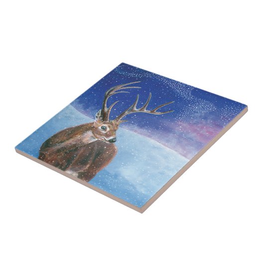 Die elaphische Rote Hirsche und die Winterlandscha Fliese (Seite)