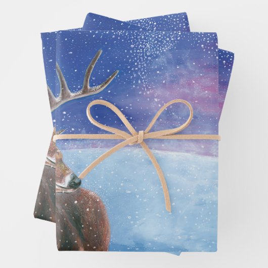 Die elaphische Rote Hirsche und die Winterlandscha Geschenkpapier Set (Beispiel)