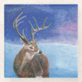 Die elaphische Rote Hirsche und die Winterlandscha Glasuntersetzer (Vorderseite)