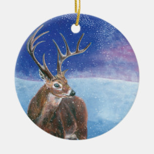 Die elaphische Rote Hirsche und die Winterlandscha Keramik Ornament