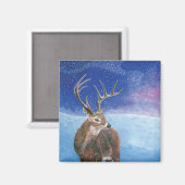 Die elaphische Rote Hirsche und die Winterlandscha Magnet (Vorderseite/Rückseite)