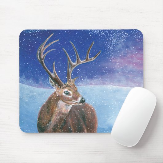 Die elaphische Rote Hirsche und die Winterlandscha Mousepad (Mit Mouse)