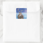 Die elaphische Rote Hirsche und die Winterlandscha Quadratischer Aufkleber (Tasche)