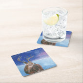 Die elaphische Rote Hirsche und die Winterlandscha Rechteckiger Pappuntersetzer (Vor Ort)