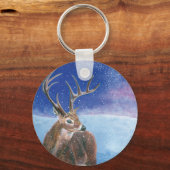 Die elaphische Rote Hirsche und die Winterlandscha Schlüsselanhänger (Vorderseite)