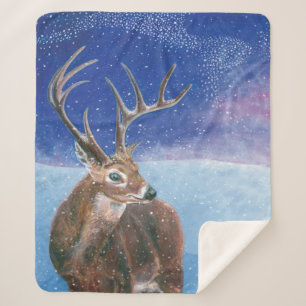 Die elaphische Rote Hirsche und die Winterlandscha Sherpadecke