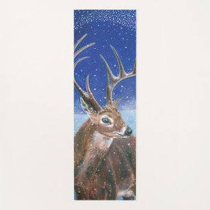 Die elaphische Rote Hirsche und die Winterlandscha Yogamatte