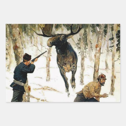 Die Elchjagd von Frederic Remington Geschenkpapier Set (Vorderseite 3)