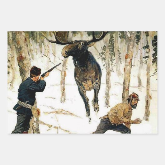 Die Elchjagd von Frederic Remington Geschenkpapier Set (Vorderseite 2)