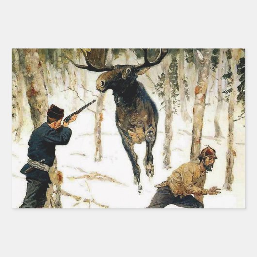 Die Elchjagd von Frederic Remington Geschenkpapier Set (Vorderseite)