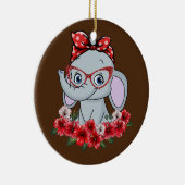 Die Elefanten Elefanten Mama Red Bow Frau gerettet Keramik Ornament (Rechts)