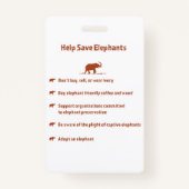 Die Elefanten gerettet Ausweis (Rückseite)