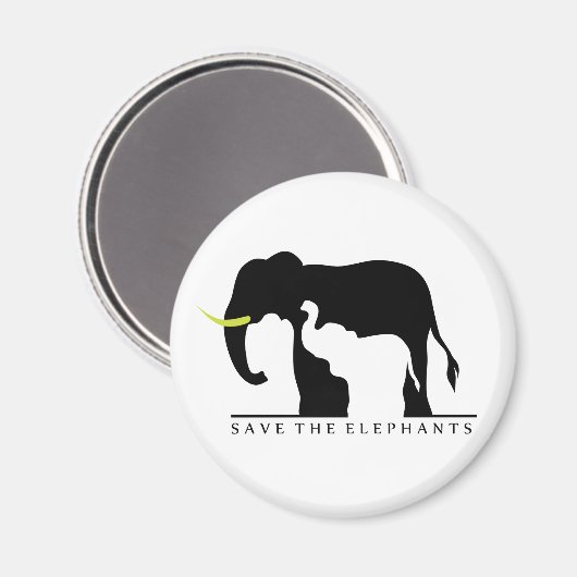 Die Elefanten gerettet (weiß) Magnet (Vorderseite/Rückseite)