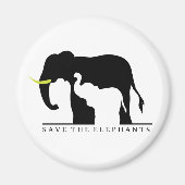 Die Elefanten gerettet (weiß) Magnet (Vorne)