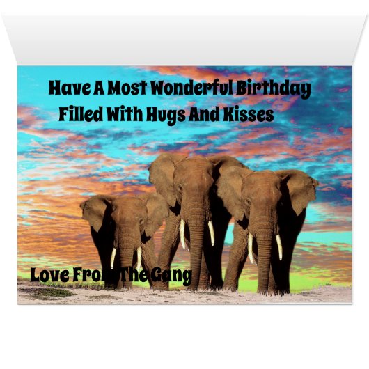 Die Elefantenbande, die Geburtskarte (Innenansicht Horizontal (Unten))