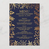 Die elegante Hochzeitskollektion der Marine und de Menükarte (Vorderseite)