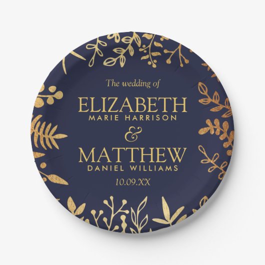 Die elegante Hochzeitskollektion der Marine und de Pappteller (Vorderseite)