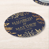 Die elegante Hochzeitskollektion der Marine und de Runder Pappuntersetzer (Angewinkelt)