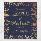 Die elegante Hochzeitskollektion der Marine und de Weinetikett (Einzelnes Label)