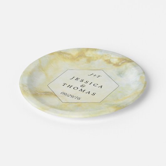 Die elegante Marmorsammlung Pappteller (Schrägansicht)