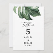 Die elegante Tischnummer der Aquarellpalme (Rückseite)