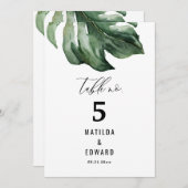 Die elegante Tischnummer der Aquarellpalme (Vorne/Hinten)