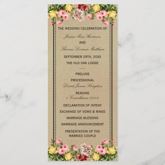 Die elegante Vintage Hochzeitskollektion Programm (Vorderseite)