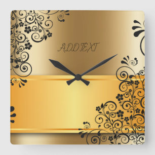 Die eleganten, goldenen Farbtöne Quadratische Wanduhr