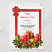 die elegantesten Grün , Gold , Rot Weihnachten Einladung (Vorderseite)