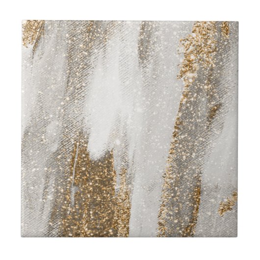 Die Eleganz der weißen und goldenen Keramik Fliese (Vorderseite)