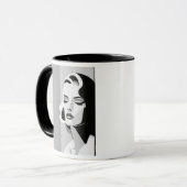 Die Eleganz einer Frau, die mit dem Blick durchboh Tasse (Vorderseite Links)