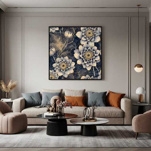 Die Eleganz von Tiefblau Poster