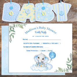 Die Elephant Baby Shower Response Card RSVP Karte