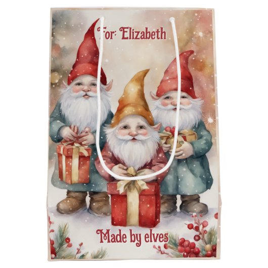 Die Elfen des Weihnachtsmannes personalisieren den Mittlere Geschenktüte (Rückseite)