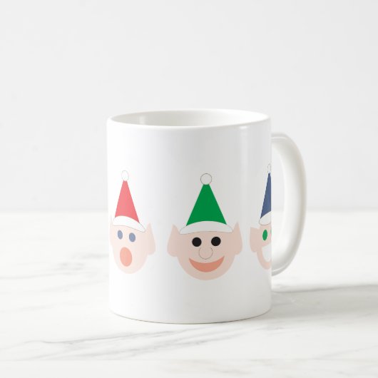 Die Elfenköpfe des Weihnachtsmannes stehen vor dem Kaffeetasse (VorderseiteRechts)