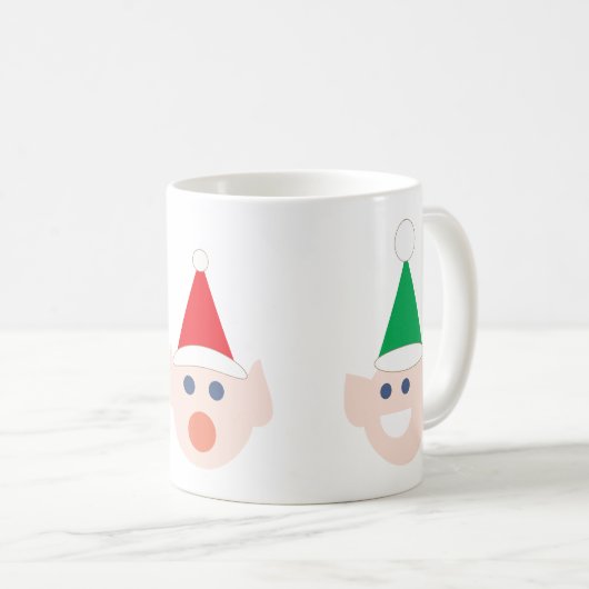 Die Elfenköpfe des Weihnachtsmannes stehen vor dem Kaffeetasse (VorderseiteRechts)