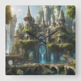 Die Elfenwelten Quadratische Wanduhr