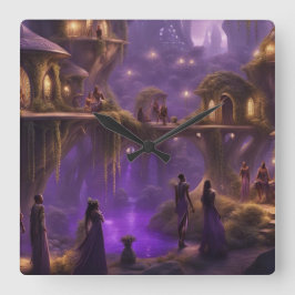 Die Elfenwelten Quadratische Wanduhr