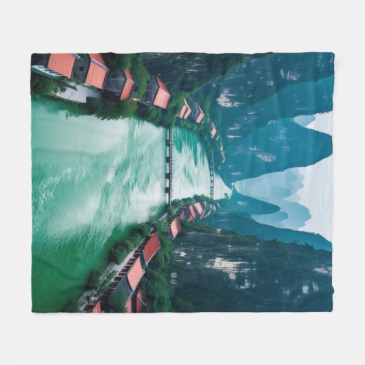 Die Embrace der Natur - Landschaftliche Flusslands Fleecedecke (Vorderseite (Horizontal))