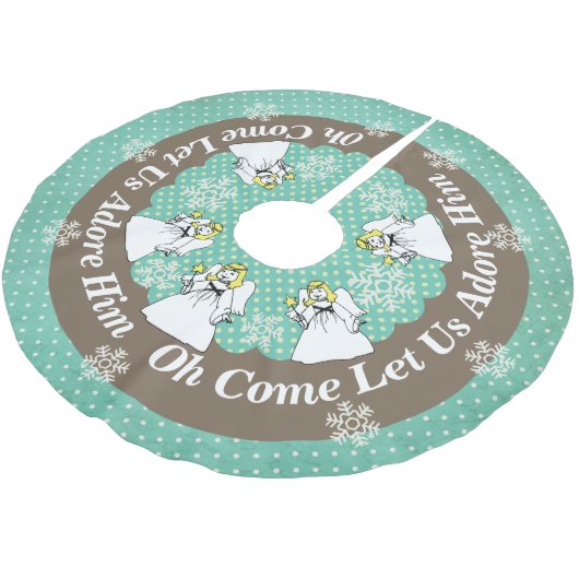 Die Engel oh, die gelassen uns gekommen werden, Polyester Weihnachtsbaumdecke (Schrägansicht)