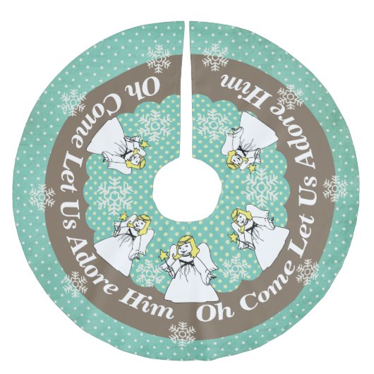 Die Engel oh, die gelassen uns gekommen werden, Polyester Weihnachtsbaumdecke (Vorderseite)