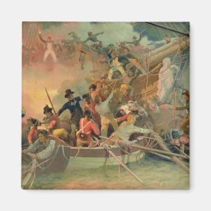 Die englische Marine, die ein französisches Schif Magnet