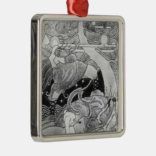 Die enorme Eiche wird verringert Silbernes Ornament (Rechts)