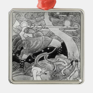 Die enorme Eiche wird verringert Silbernes Ornament