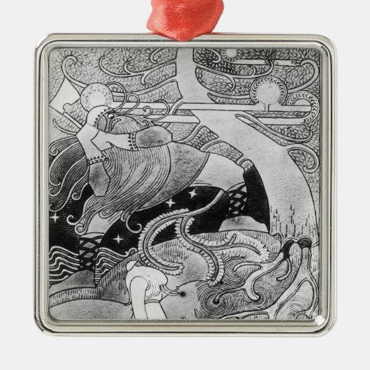 Die enorme Eiche wird verringert Silbernes Ornament (Vorne)