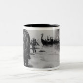 Die Entdeckung von Amerika durch Leif Eriksson Zweifarbige Tasse (Mittel)