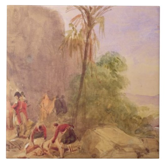 Die Entdeckung von Tipus Körper am Wasser-Tor an Fliese (Vorderseite)